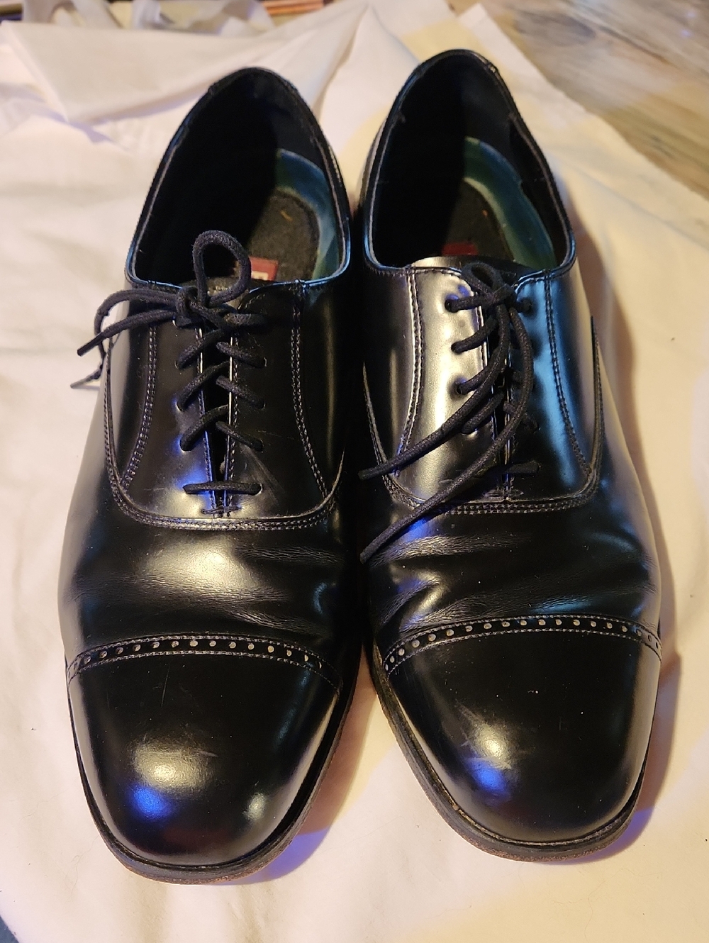 Really Nice !! FLORSHEIM black Dress Shoes 12D Dad Shoes Grandapa Chic Wedding
